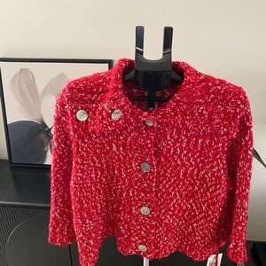 Vintage Ruby Rd. Vibrant Red Knit Cardigan